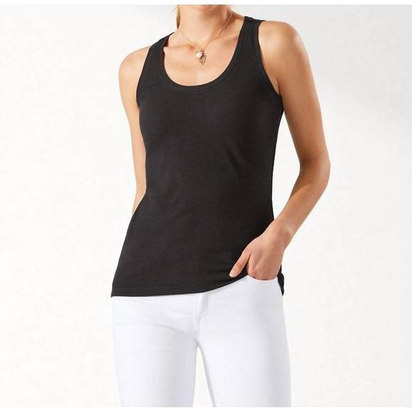 NEW TOMMY BAHAMA rib tank top in black - Picture 1 of 3